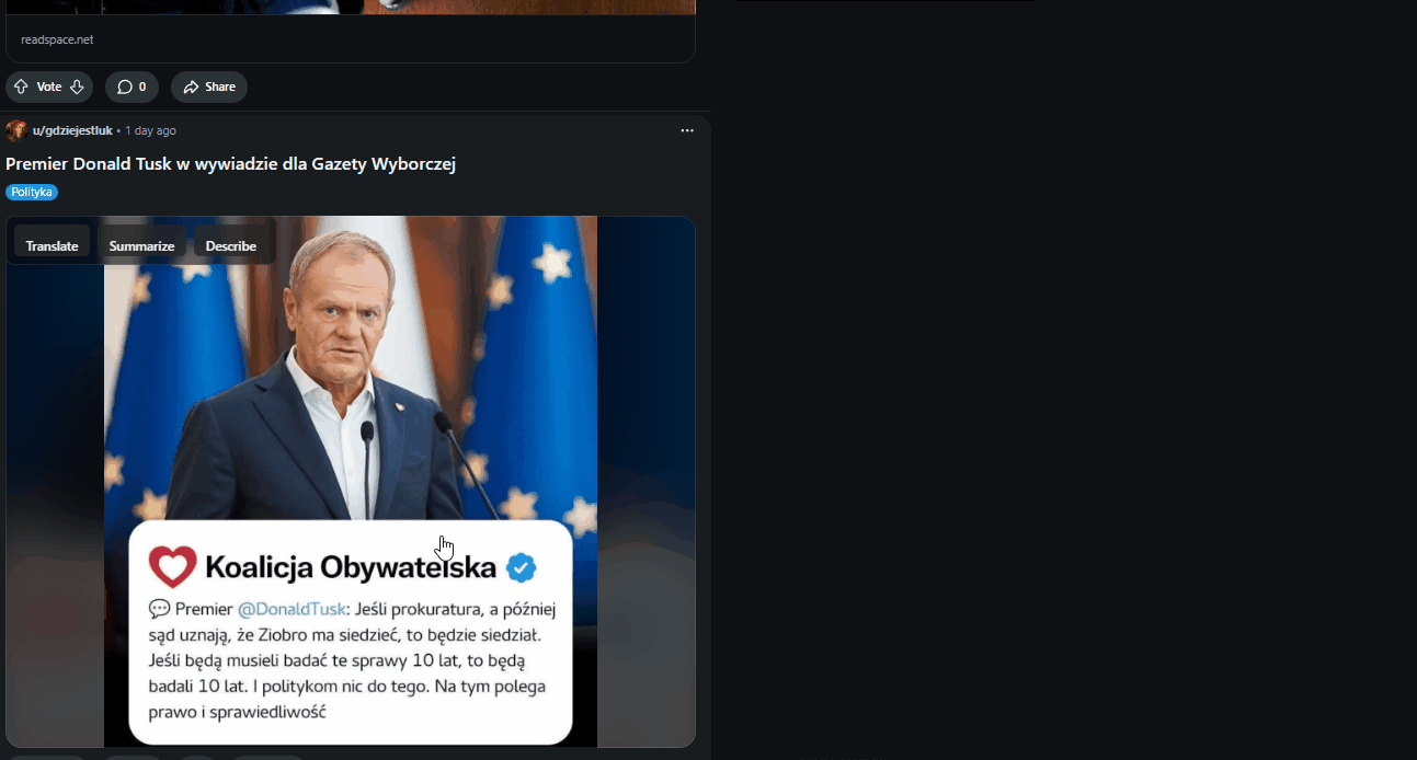 Demo showing how the Translate feature works